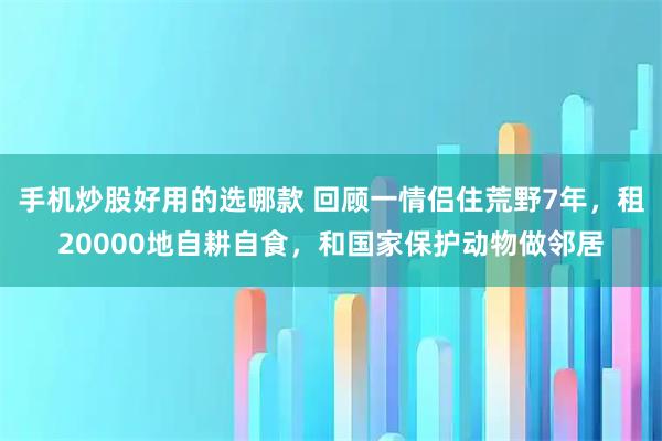 手机炒股好用的选哪款 回顾一情侣住荒野7年，租20000地自耕自食，和国家保护动物做邻居