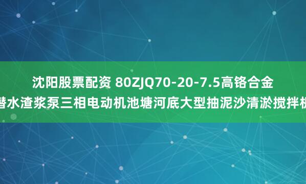 沈阳股票配资 80ZJQ70-20-7.5高铬合金潜水渣浆泵三相电动机池塘河底大型抽泥沙清淤搅拌机